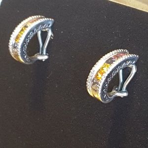 14 k white gold jeweled earrings